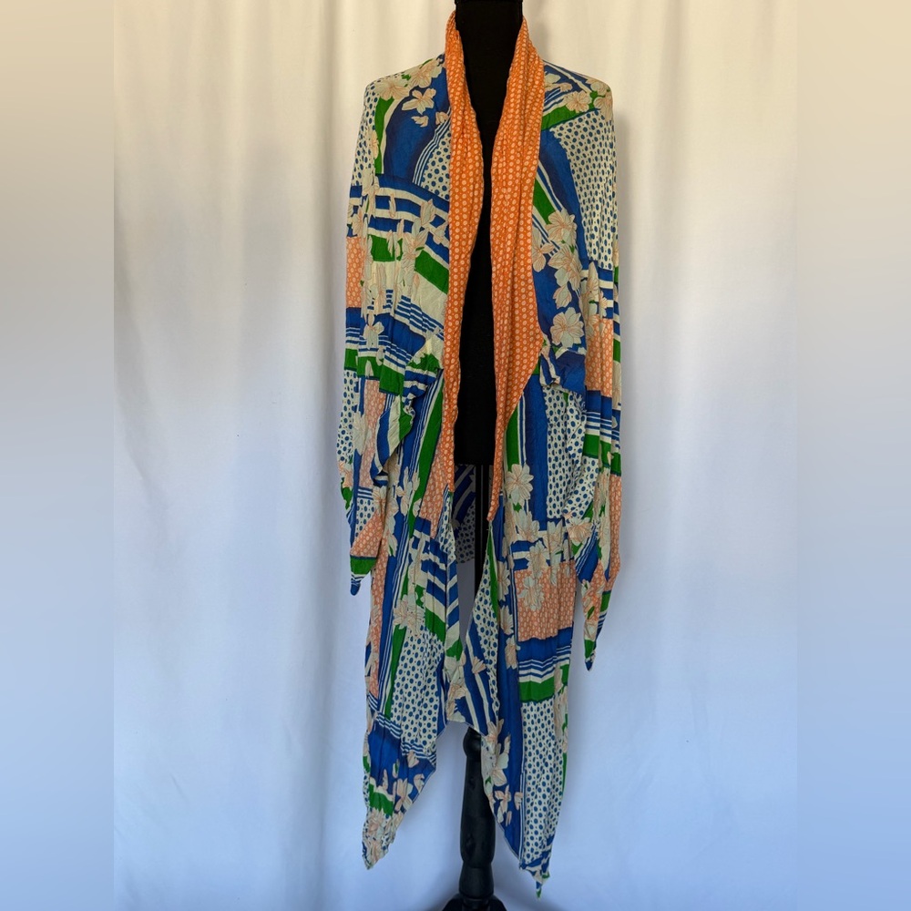 Free people one size open back Colorful Patchwork Kimono shawl Cardigan